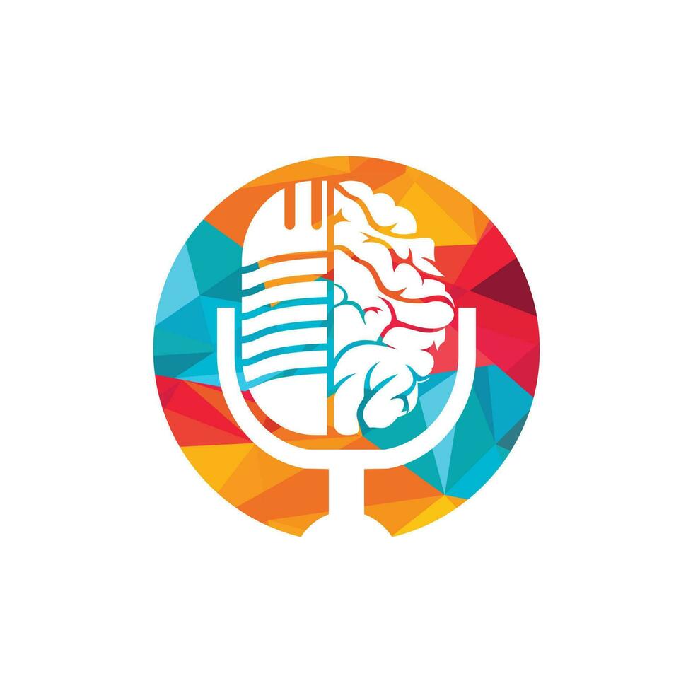 Brain podcast logo design. Broadcast entertainment business logo template vector illustration.