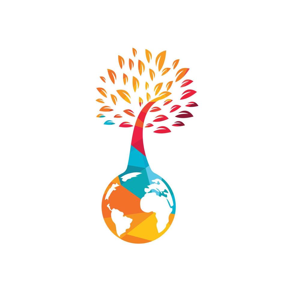 Globe tree vector logo design template. Planet and eco symbol or icon.