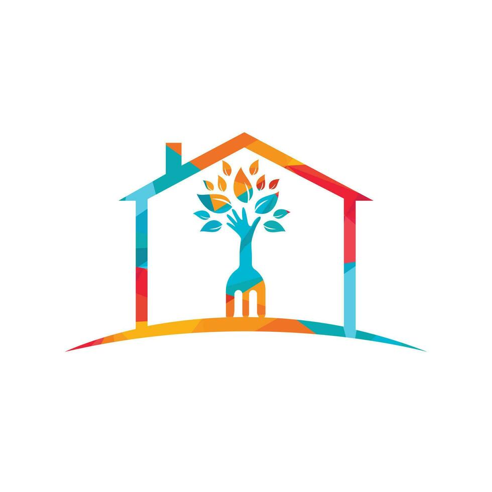 Fork hand tree vector logo design. Restaurant and farming logo concept.