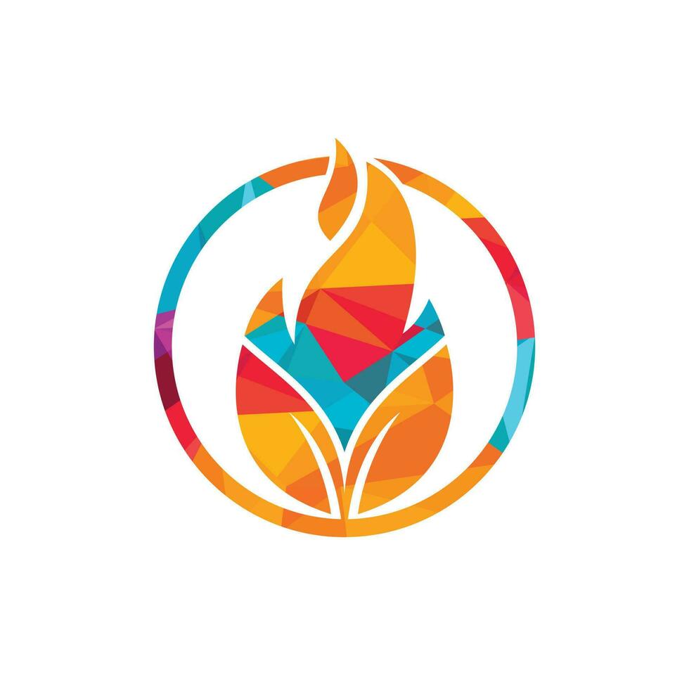 Leaf fire vector logo design template. Eco green alternative energy logo design vector template.