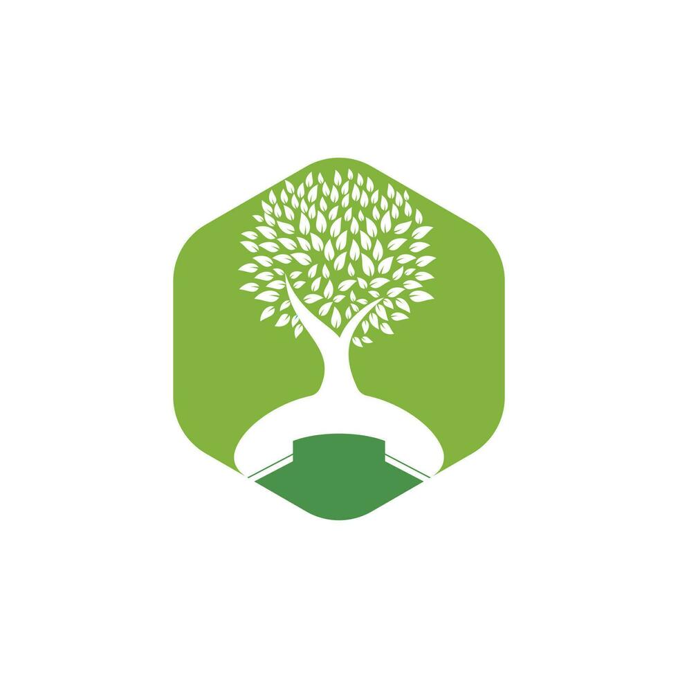 Nature call vector logo design. Handset tree icon design template.