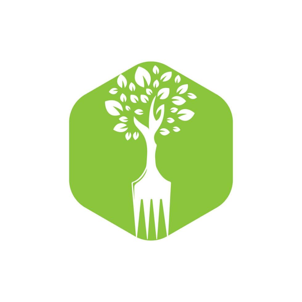 Fork tree vector logo design. Restaurant and farming logo concept.