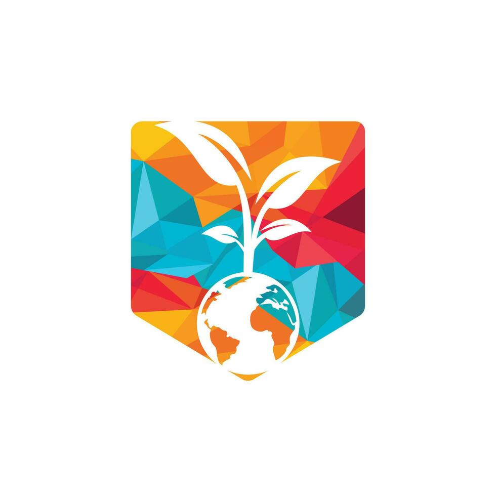 Globe tree vector logo design template. Planet and eco symbol or icon.