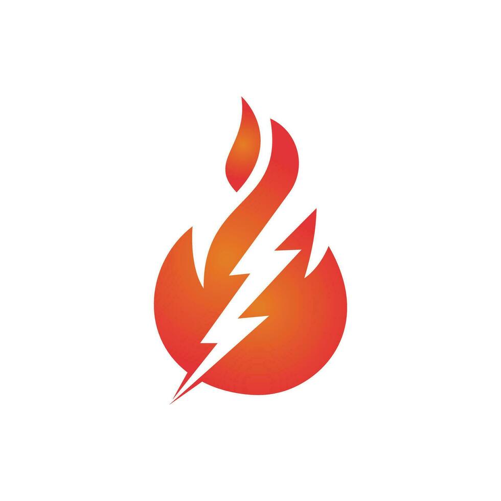 Plantilla de diseño de logotipo de vector de fuego relámpago. concepto de logotipo de energía y voltaje de fuego.