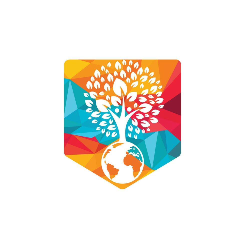 plantilla de diseño de logotipo de vector de árbol humano global.