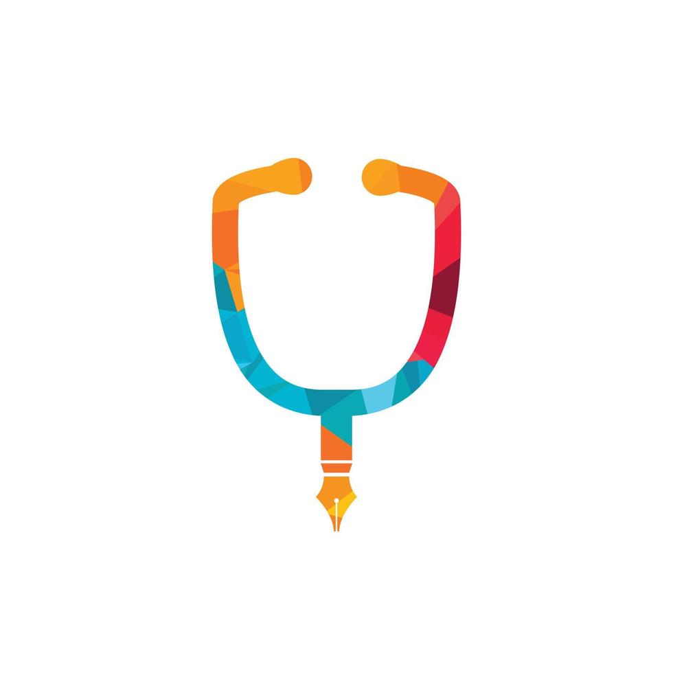 diseño del logotipo del vector de educación médica. punta de pluma y diseño de icono de vector de estetoscopio.