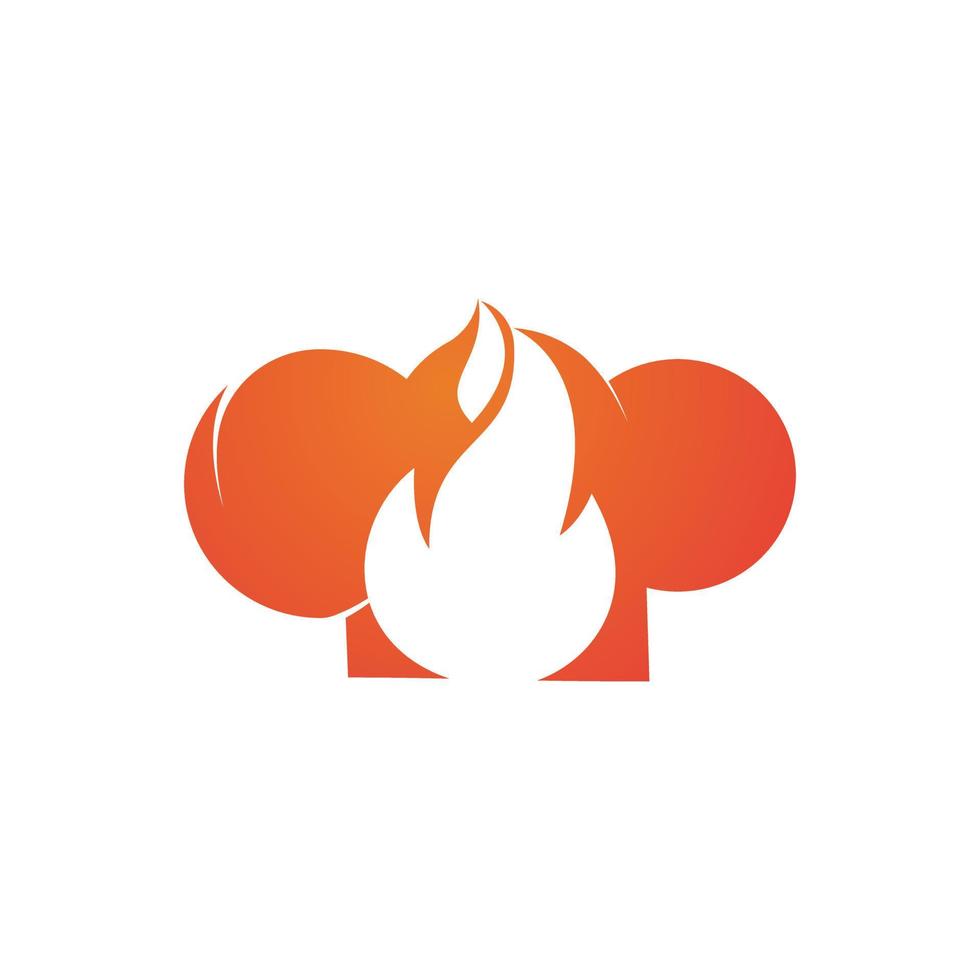 logotipo de vector de chef caliente para restaurante, bistró, culinario, negocio de cocina de catering. sombrero de chef con un icono de vector de llama.