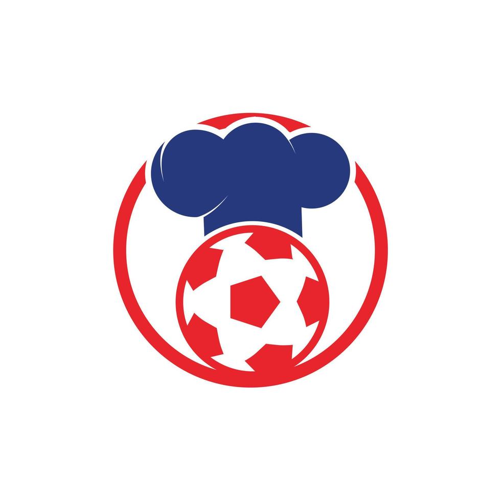 Diseño de logotipo vectorial de chef de fútbol. diseño de icono de pelota de fútbol y sombrero de chef. vector