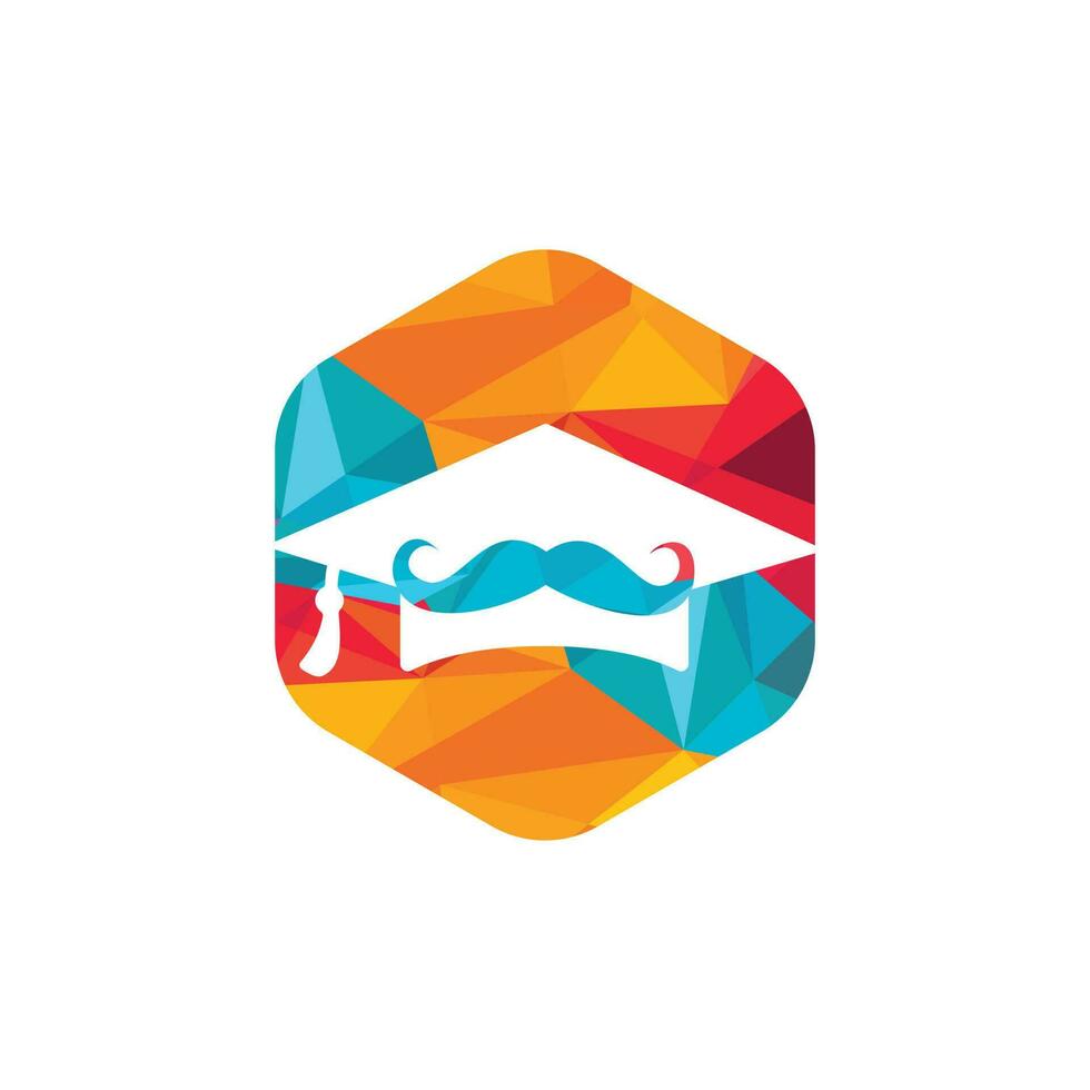 plantilla de diseño de logotipo de educación sólida. graduación de sombrero con diseño de icono de bigote. vector