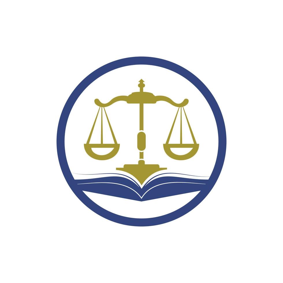 Law education logo design. Vector Libra and open book logo combination.