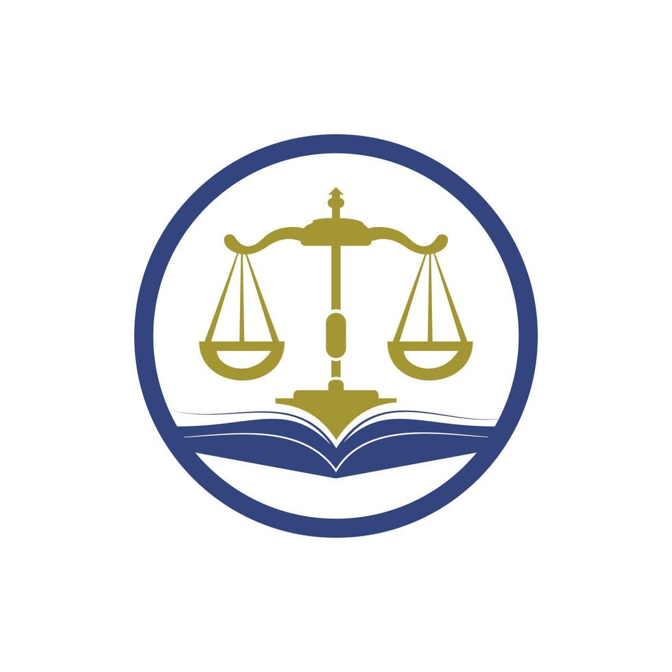 Law education logo design. Vector Libra and open book logo combination.