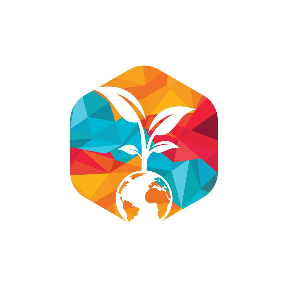 Globe tree vector logo design template. Planet and eco symbol or icon.