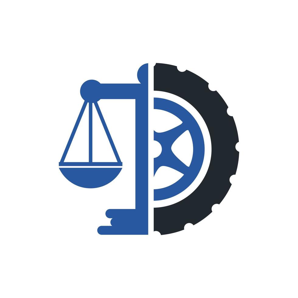 plantilla de diseño de logotipo de vector de ley de transporte. diseño de iconos de neumáticos y equilibrio.