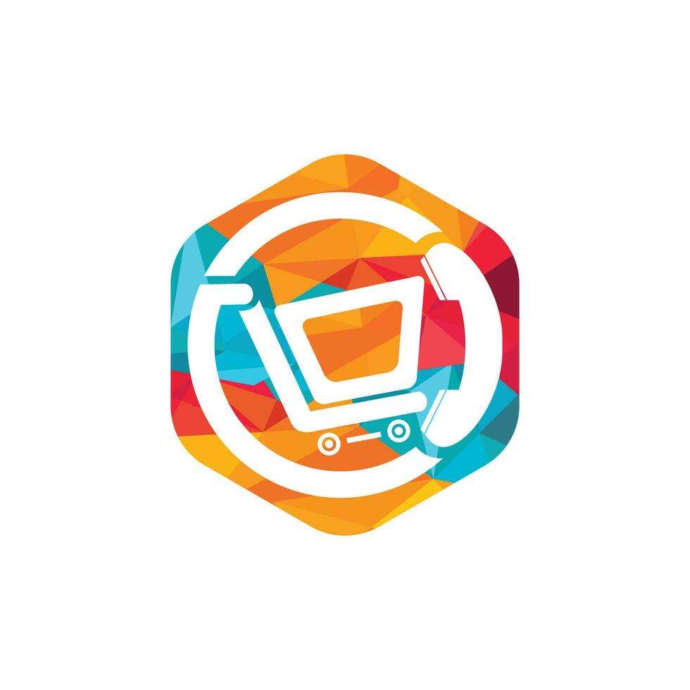 Shopping call vector logo design template illustration. Shopping cart and handset icon.