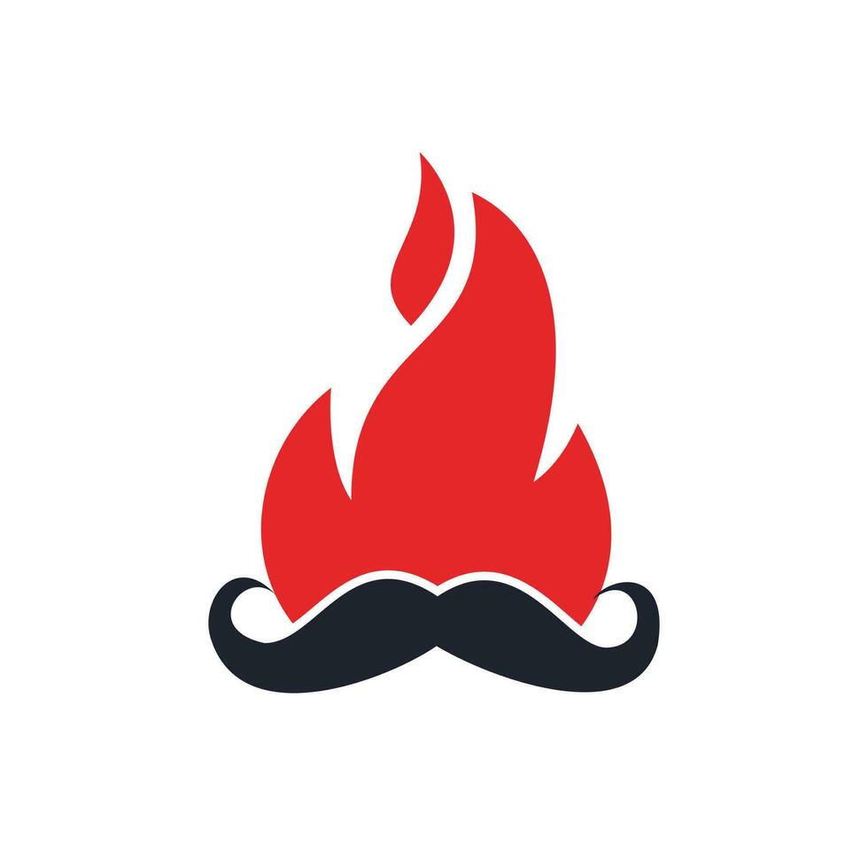 Moustache fire vector logo design template.