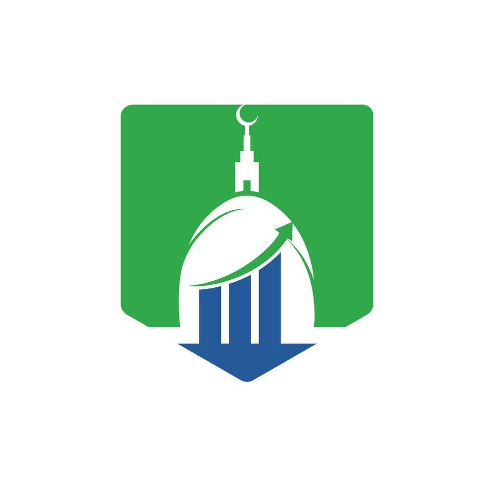 Islamic chart business vector logo design template. Mosque and bar chart icon design.