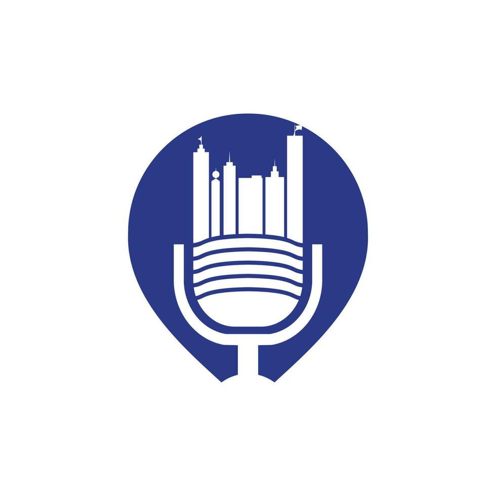 Urban podcast vector logo design template. Podcast city logo concept.