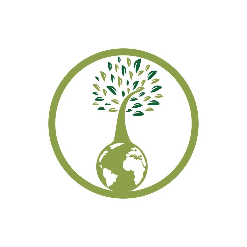 Globe tree vector logo design template. Planet and eco symbol or icon.