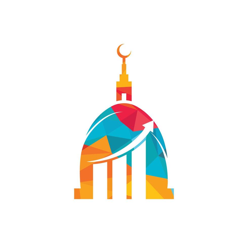Islamic chart business vector logo design template. Mosque and bar chart icon design.