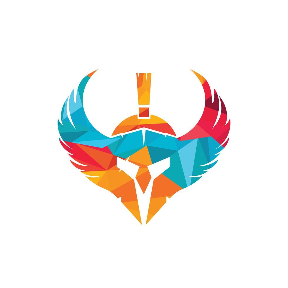 Spartan warrior with wings vector logo design. Warrior knight logo concept design.