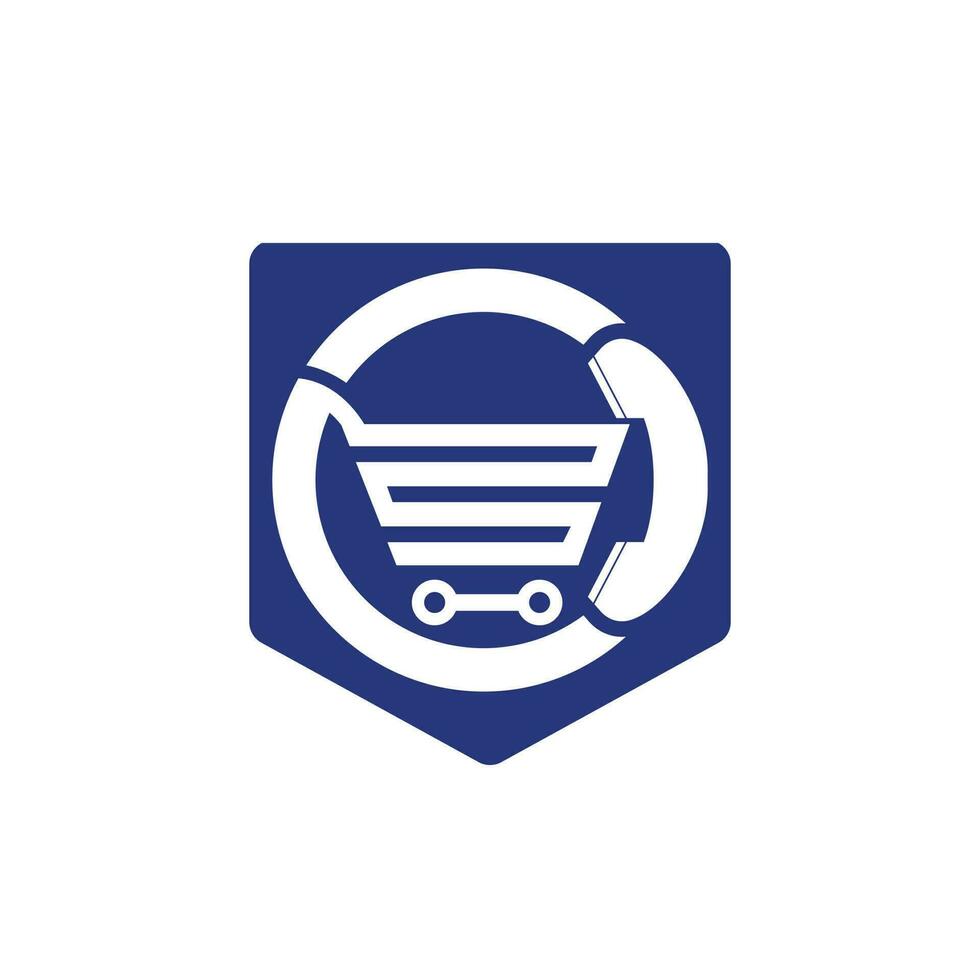 Shopping call vector logo design template illustration. Shopping cart and handset icon.