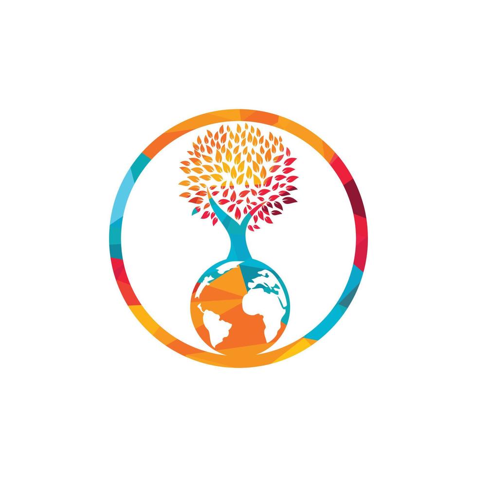 Globe tree vector logo design template. Planet and eco symbol or icon.