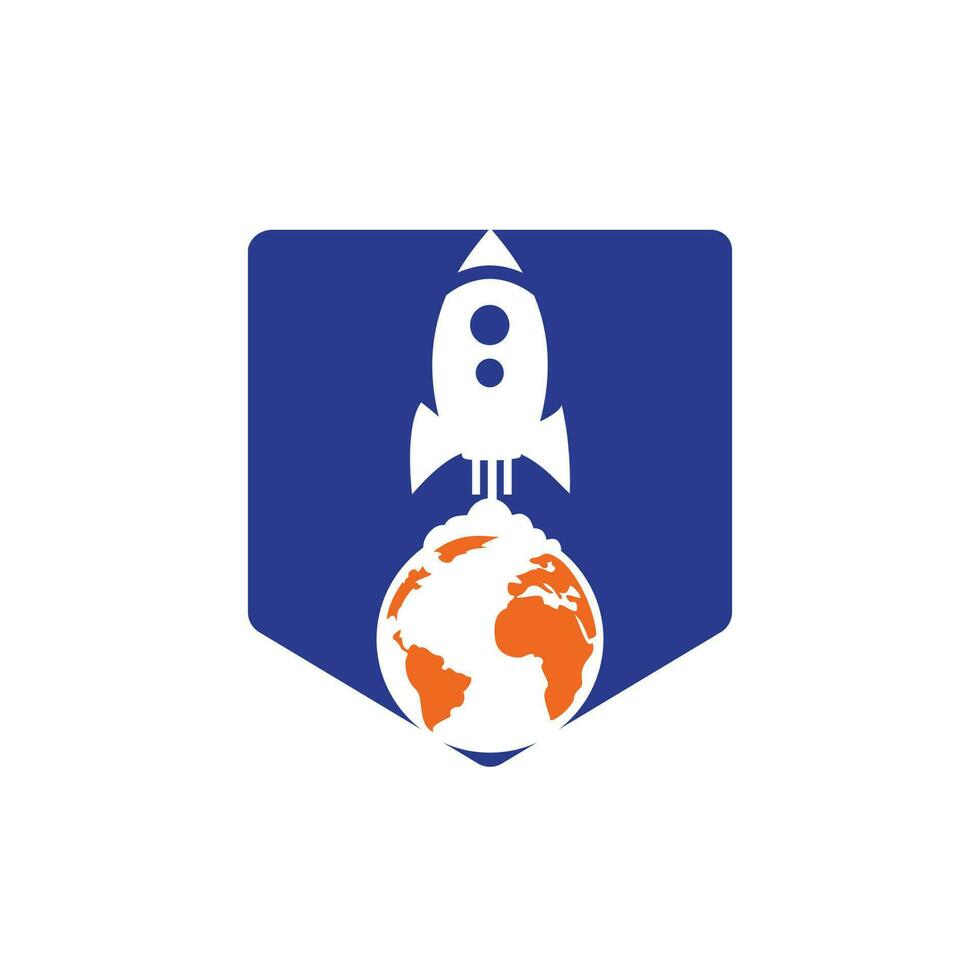Globe rocket vector logo design template. Fast connect logo concept.