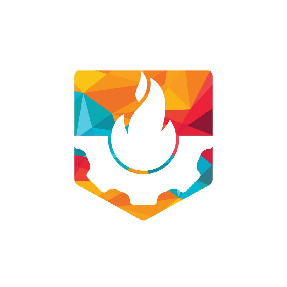 Gear and fire vector logo design template.