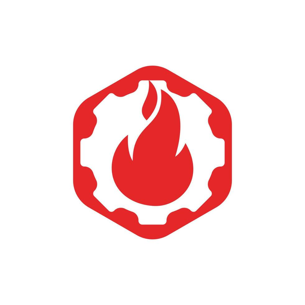 Gear and fire vector logo design template.