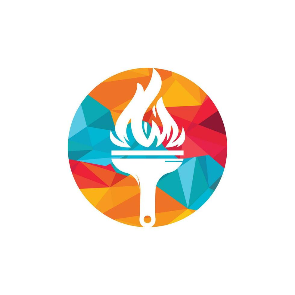 Fire brush vector logo design template. Home inspection and home protection vector logo design.
