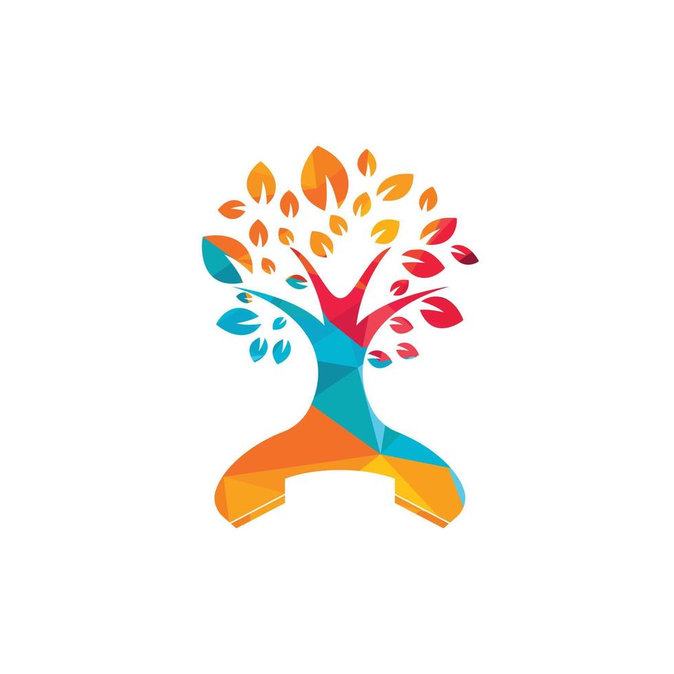 Nature call vector logo design. Handset tree icon design template.