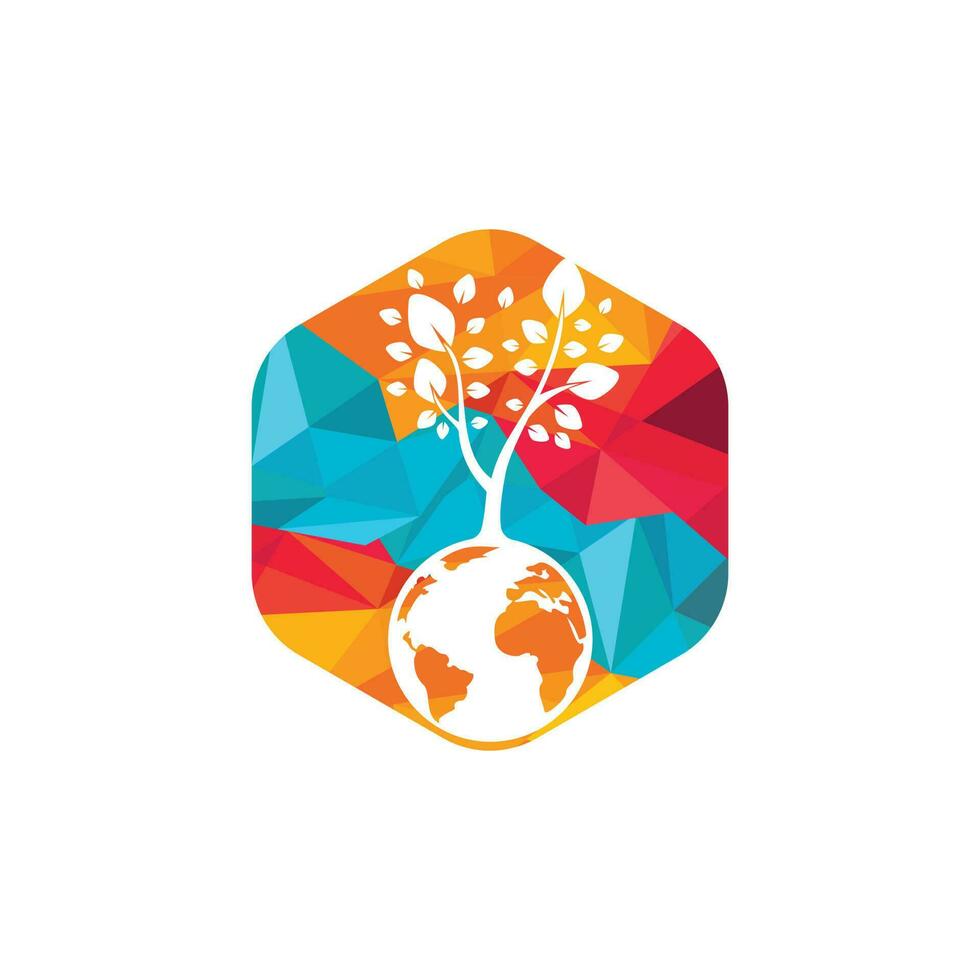 Globe tree vector logo design template. Planet and eco symbol or icon.