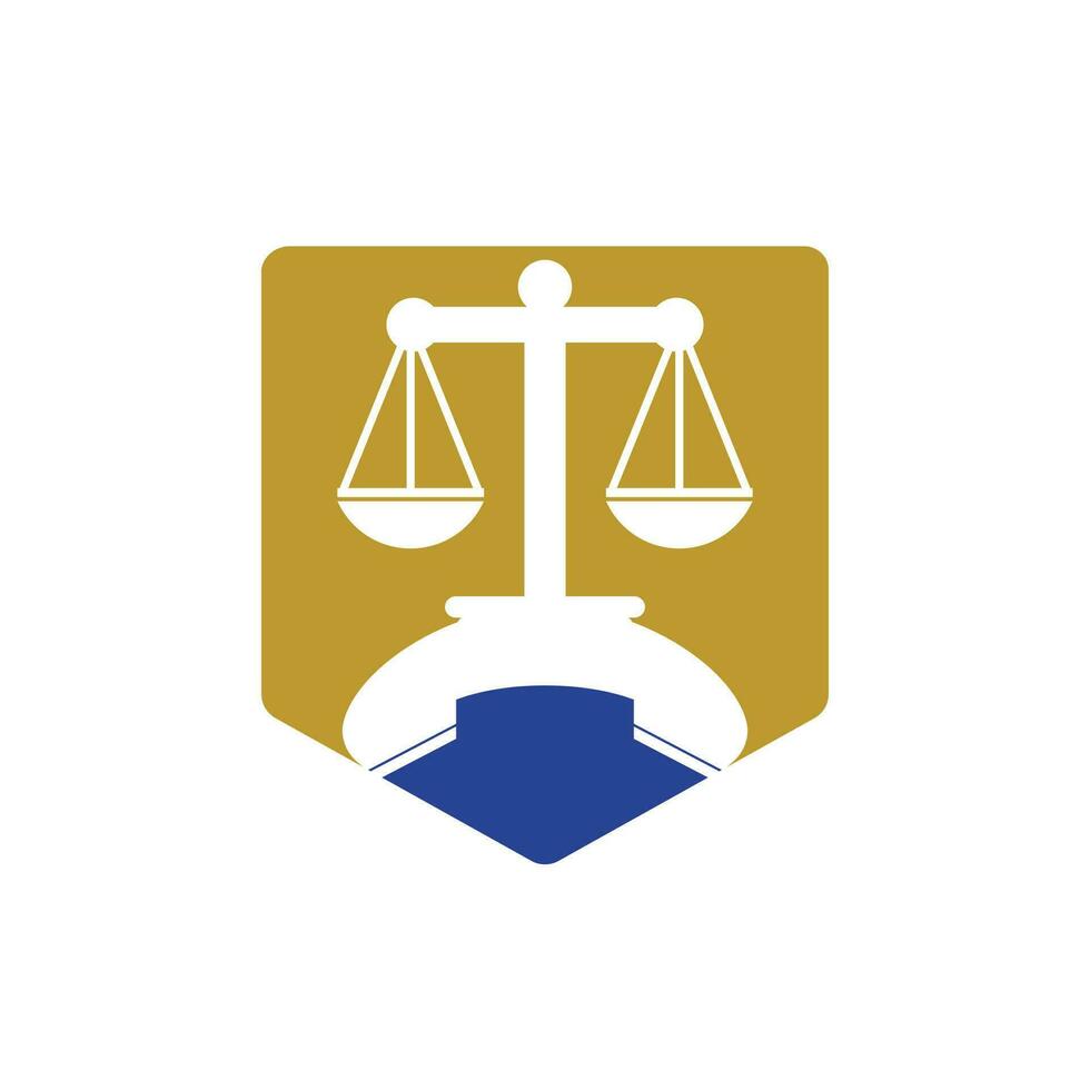 plantilla de diseño de logotipo de vector de llamada de ley. diseño de icono de auricular y equilibrio.
