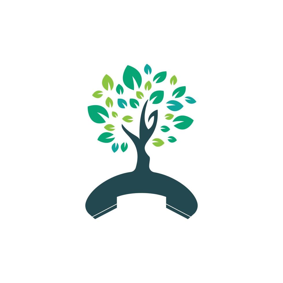 Nature call vector logo design. Handset tree icon design template.