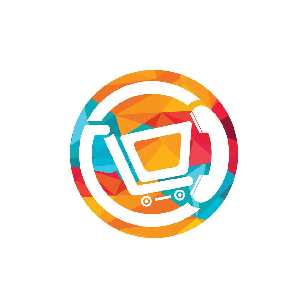 Shopping call vector logo design template illustration. Shopping cart and handset icon.