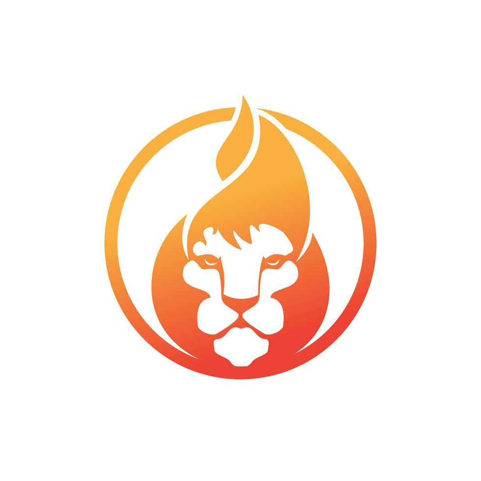 Lion fire vector logo design template. Creative lion fire or lion flame logo design concept.