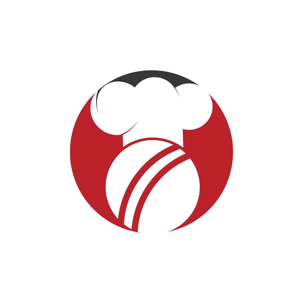 Cricketer chef vector logo design. Cricket ball and chef hat icon design.