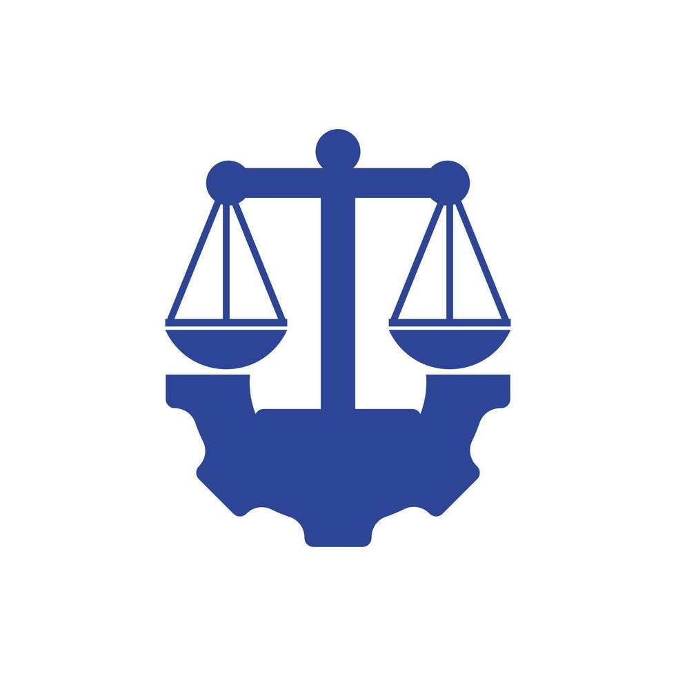 concepto de diseño de logotipo vectorial de bufete de abogados industriales. bufete de abogados con plantilla de diseño de logotipo de engranaje. vector