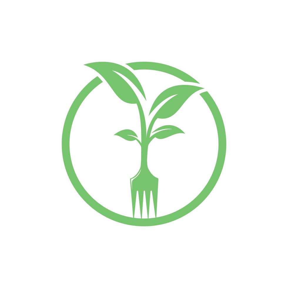 diseño de logotipo de vector de árbol de horquilla. concepto de logotipo de restaurante y agricultura.