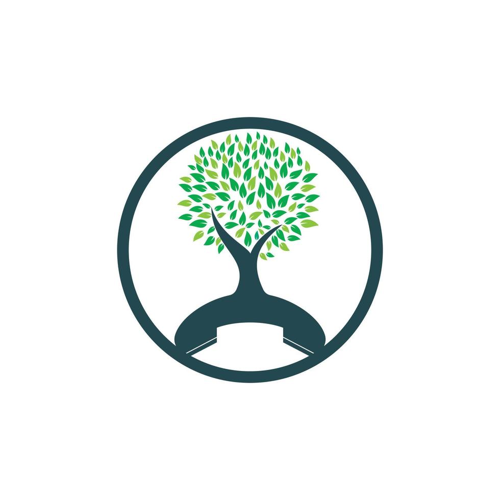 Nature call vector logo design. Handset tree icon design template.