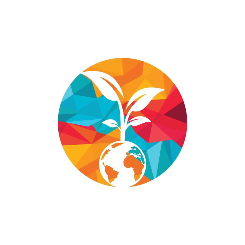 Globe tree vector logo design template. Planet and eco symbol or icon.