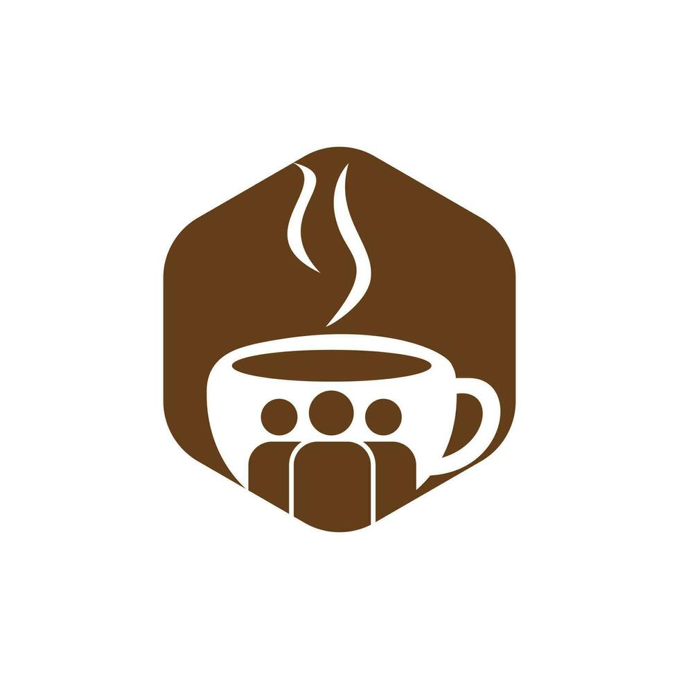 Coffee people vector logo design. Cafe or restaurant symbol.