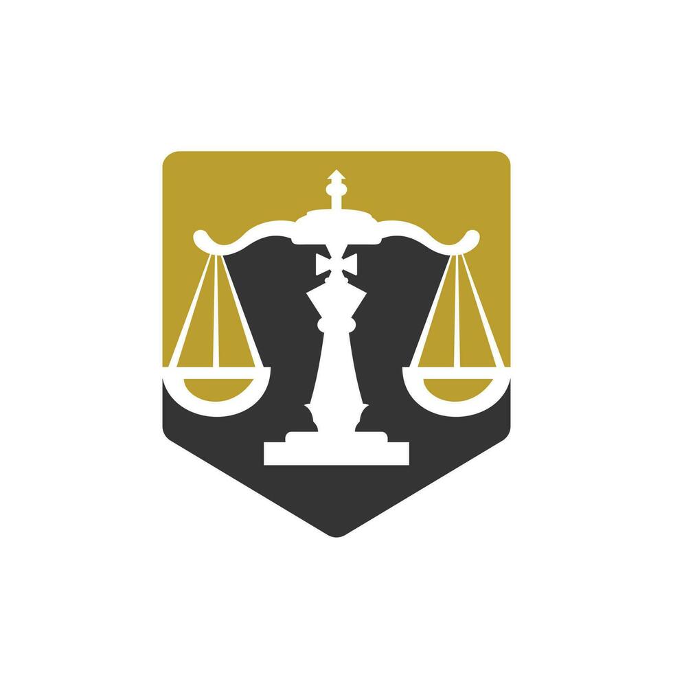 Chess law vector logo design template. Chess king and scale icon design.