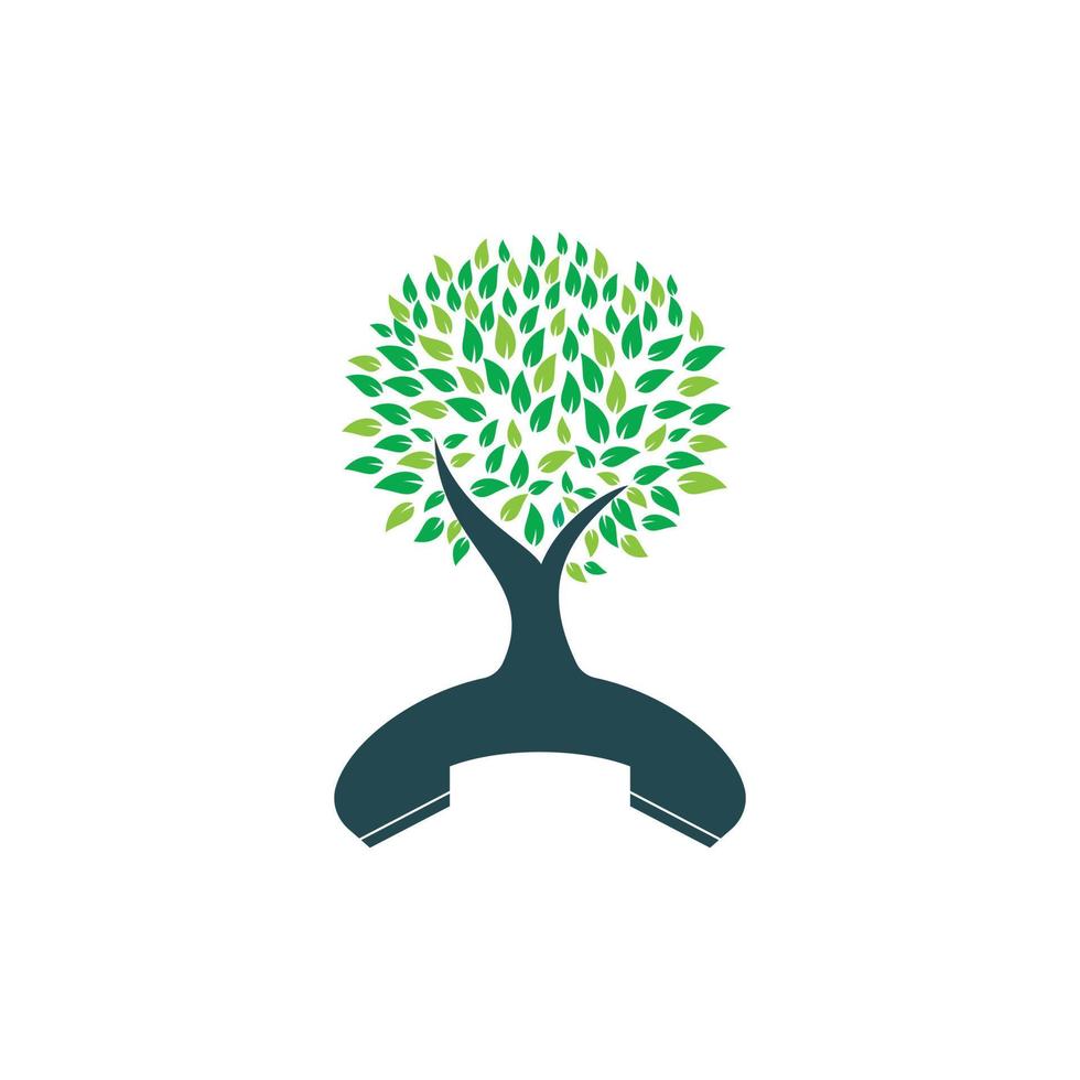 Nature call vector logo design. Handset tree icon design template.