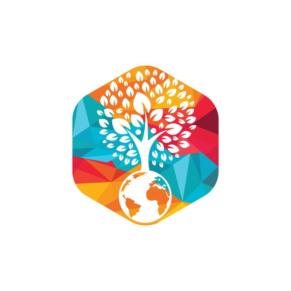 plantilla de diseño de logotipo de vector de árbol humano global.