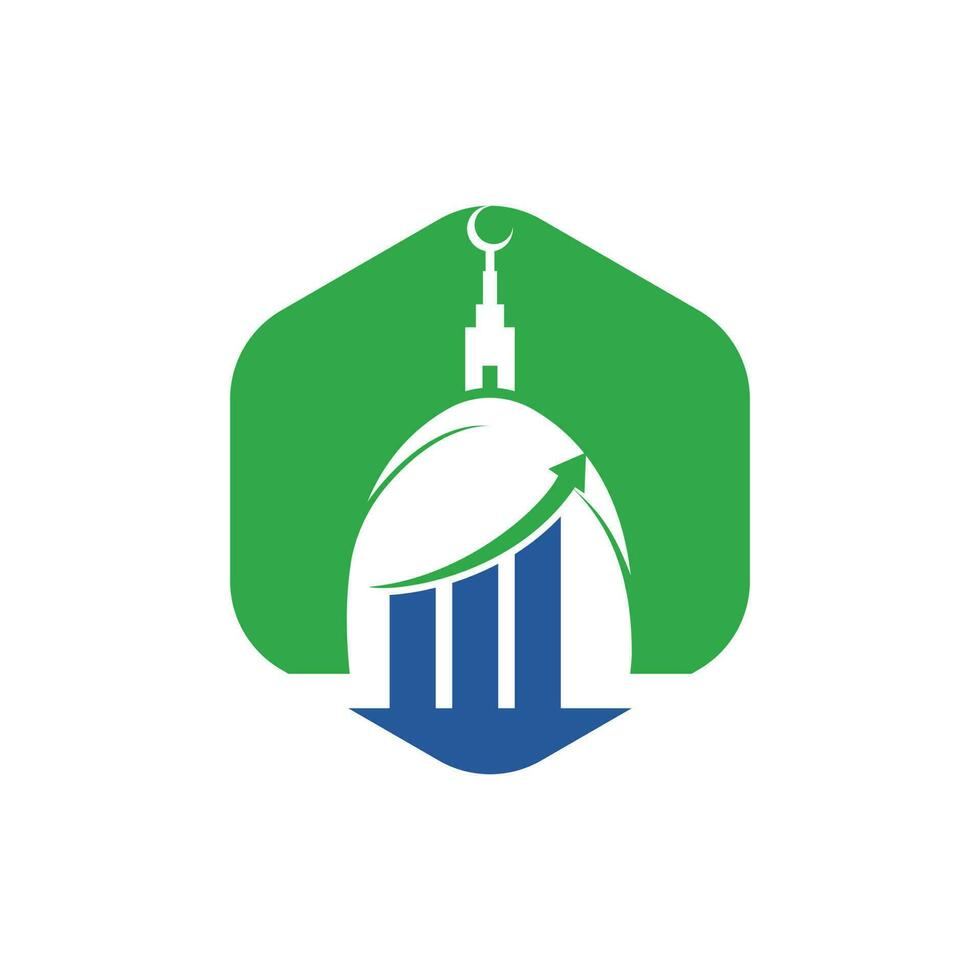 Islamic chart business vector logo design template. Mosque and bar chart icon design.