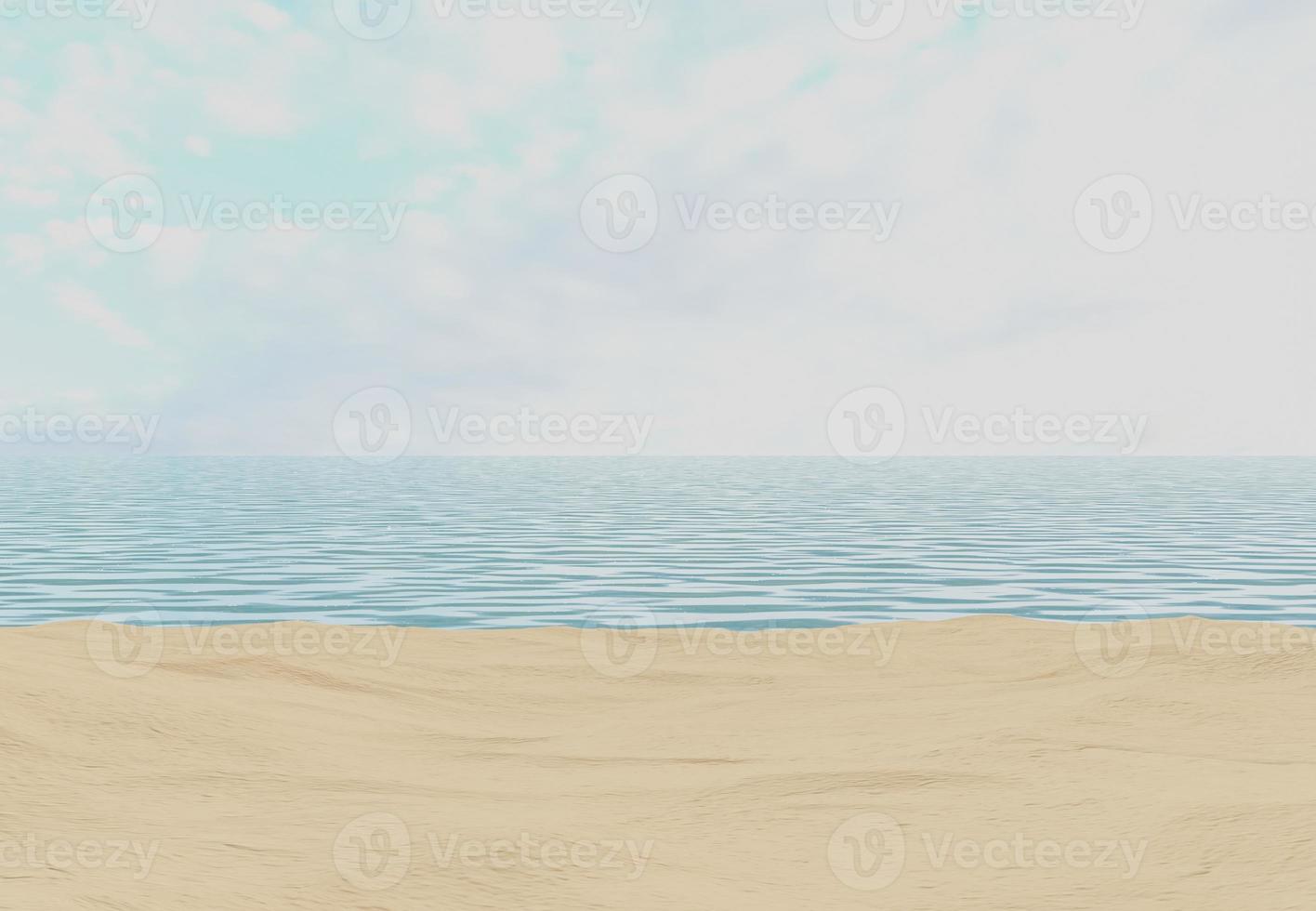 cielo, desierto, playa y vacaciones de verano. representación de ilustración 3d. foto