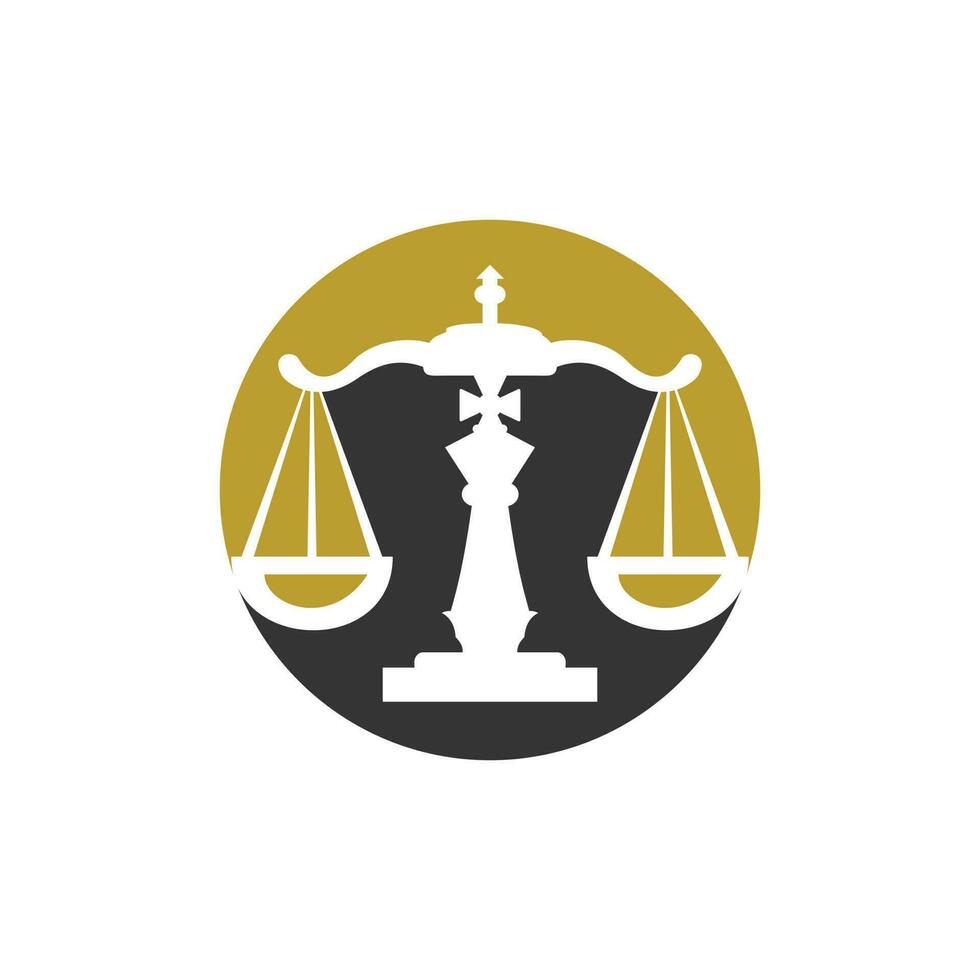 Chess law vector logo design template. Chess king and scale icon design.