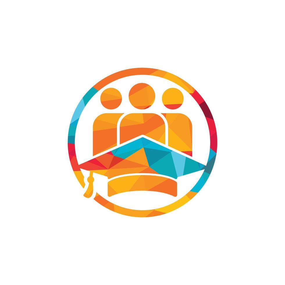 Education people vector logo design template. Graduation cap and people icon.