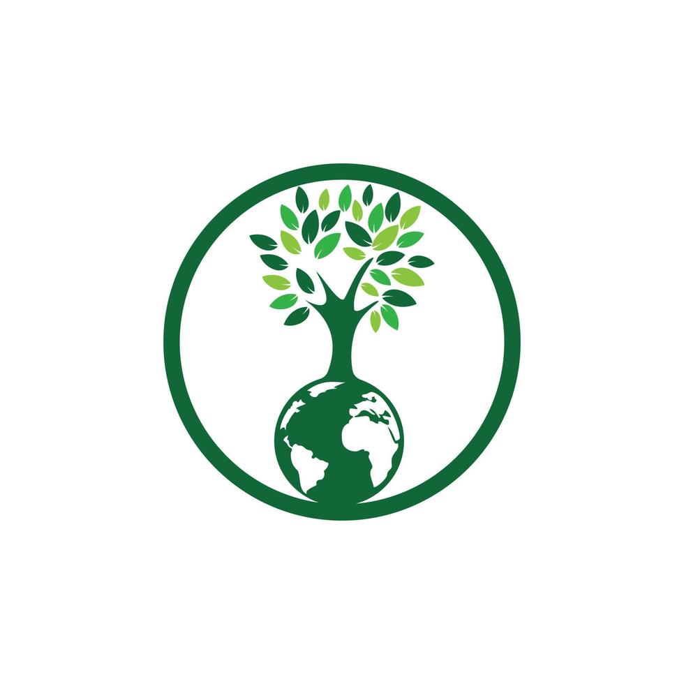 árbol de globo con plantilla de diseño de logotipo de vector de inicio. planeta y eco símbolo o icono.